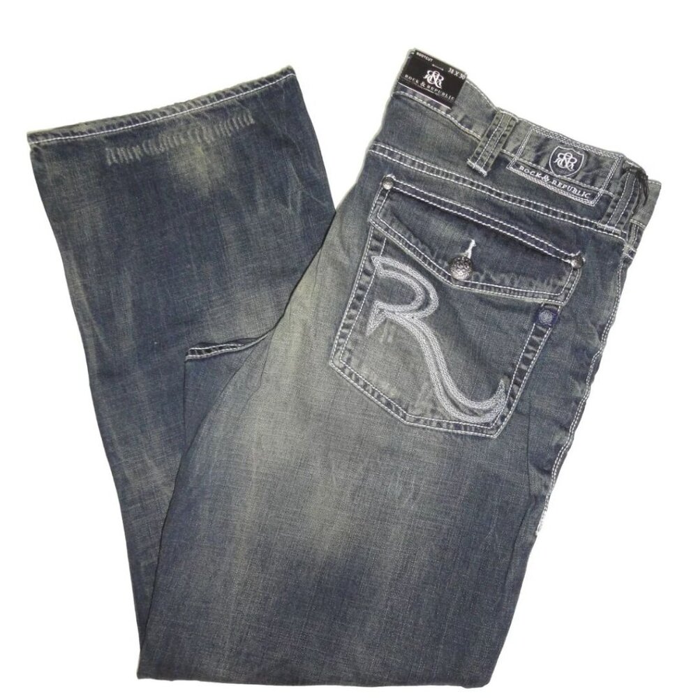 Rock & Republic Mens Henlee Bootcut Denim Jeans 38x30 NWT